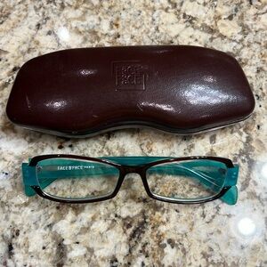 FACE A FACE Paris Eyeglasses Teal Blue & Tortoise Frames with case